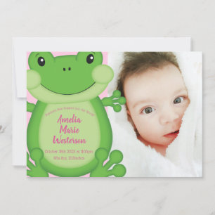 Frog Baby Shower Rosa Inbjudningar