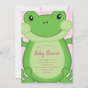 Frog Baby Shower Rosa Inbjudningar