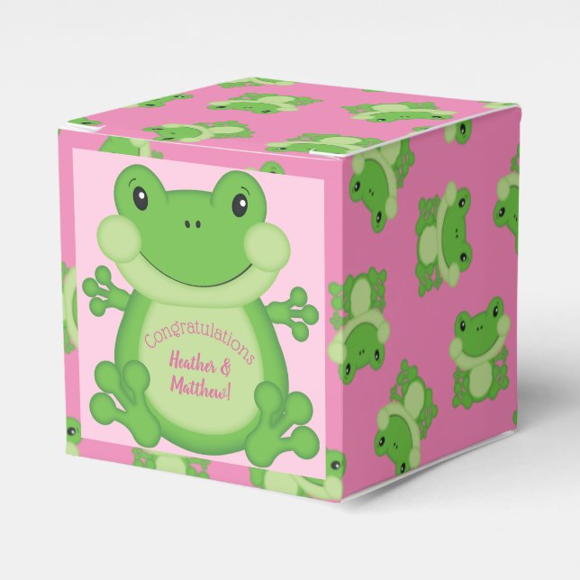Frog Baby Shower Rosa Presentaskar (Framsidan Sidan)