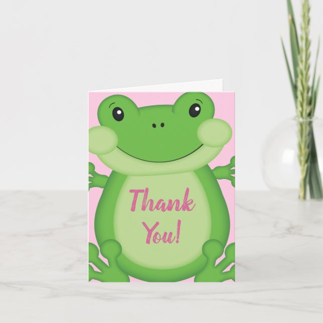 Frog Baby Shower Rosa Tack Kort (Framsida)