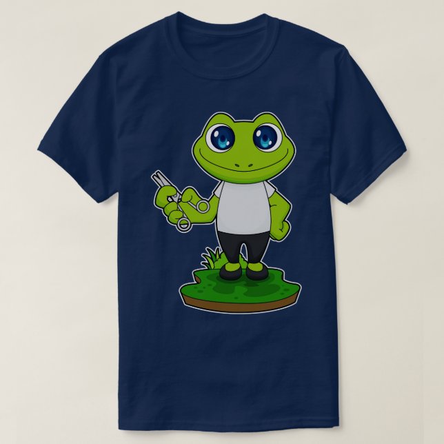 Frog Barber Scissors T Shirt (Design framsida)