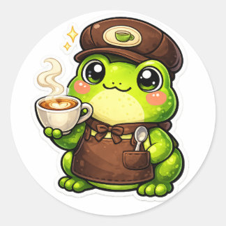 Frog Barista Runt Klistermärke