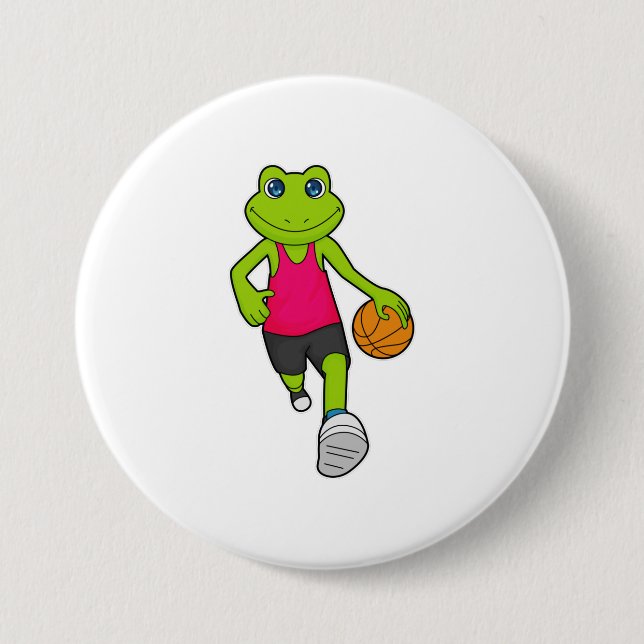 Frog Basketball-spelare Basketball Knapp (Framsida)