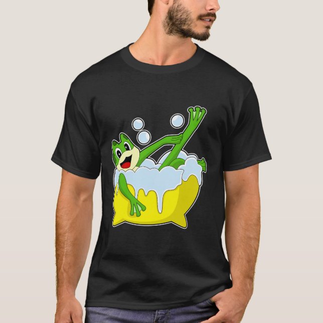 Frog Bathe Bathtub T Shirt (Framsida)