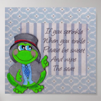 Frog Bathroom Regler Wall Decor Frog Theme Poster