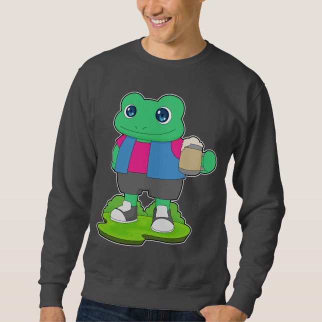 Frog Beer mugg Beer Lång Ärmad Tröja (Framsida)
