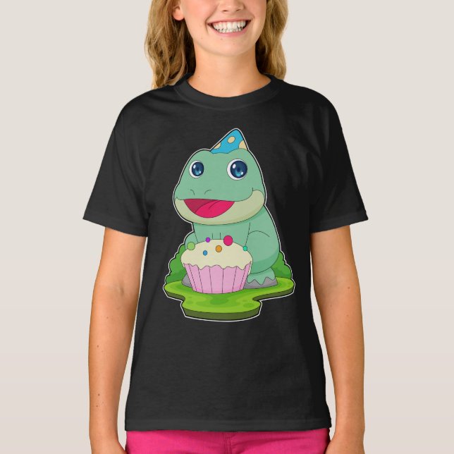 Frog Birthday Cupcoa T Shirt (Framsida)