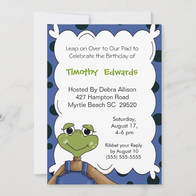 Frog Birthday-inbjudan Inbjudningar (Framsida)