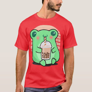 Frog Boba Tea Funny Amphibian Drinking Bubble Tea T Shirt