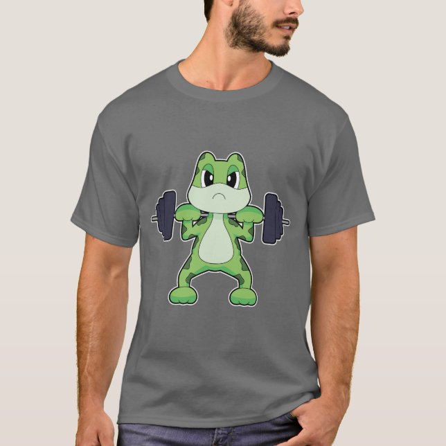 Frog Bodybuilding der Dumbbell Bodybuilding T Shirt (Framsida)