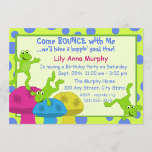 Frog Boung Birthday Inbjudningar