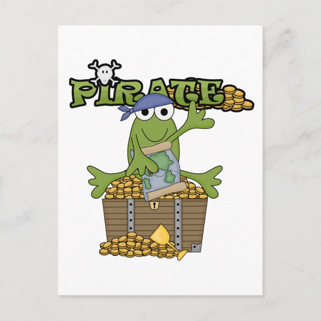 Frog Boy Pirat med Guld Tshirts och gåvor Vykort (Framsida)