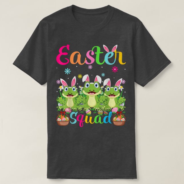 Frog Bunny Ear Funny Påsk Squad Frog Lycklig Easte T Shirt (Design framsida)
