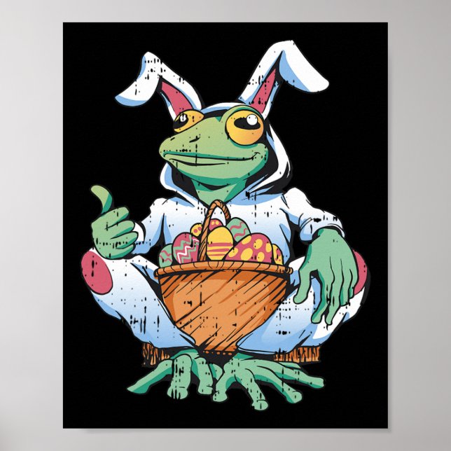 Frog Bunny Öron Påskägg Hunting Vår Manar Wome Poster (Framsidan)