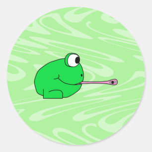 Frog Catching a Fly. Runt Klistermärke