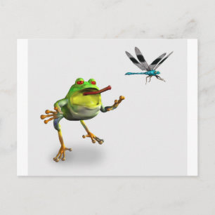 Frog Chasing Dragonfly Vykort