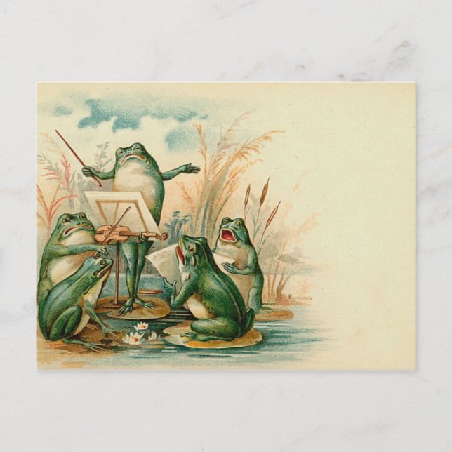 Frog Chorus Vintage Illustration Vykort (Framsida)