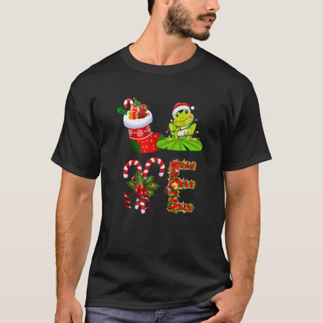 Frog Christmas Lights Led  Santa Hat Christmas T Shirt (Framsida)