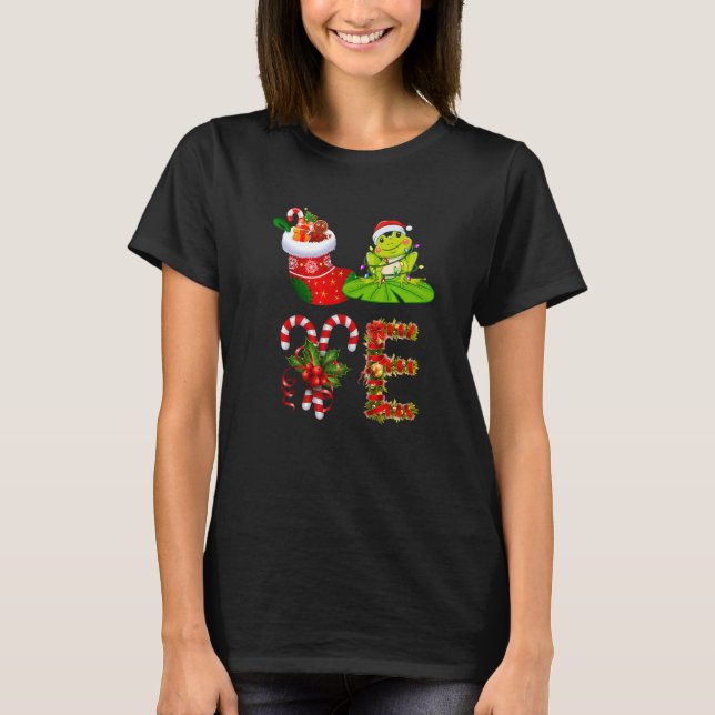 Frog Christmas Lights Led  Santa Hat Christmas T Shirt (Framsida)