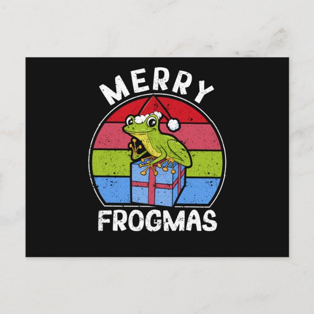 Frog Christmas Pyjamas Santa Hat Vykort (Framsida)