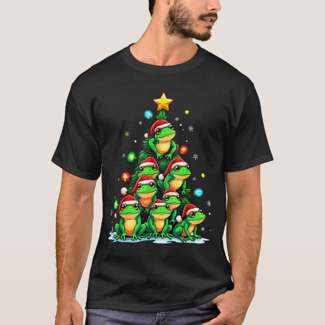 Frog Christmas Tree Funny Hopper Holiday Cute Frog T Shirt (Framsida)