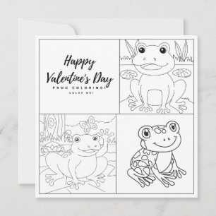 Frog Coloring Page Kid Boy Card Lycklig Alla hjärt
