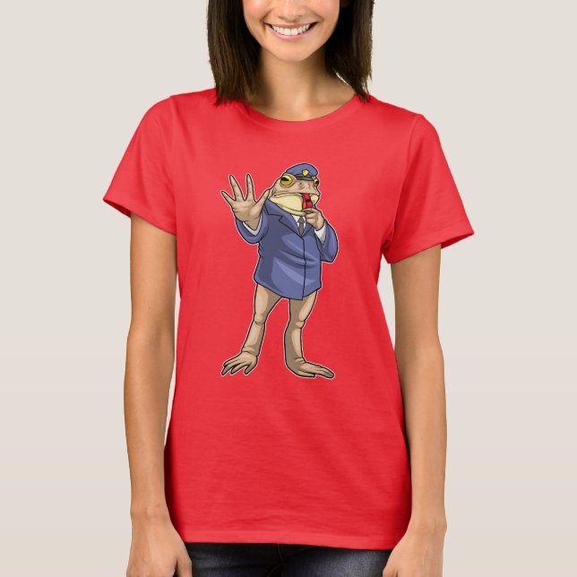 Frog Cop Whistle Police T Shirt (Framsida)
