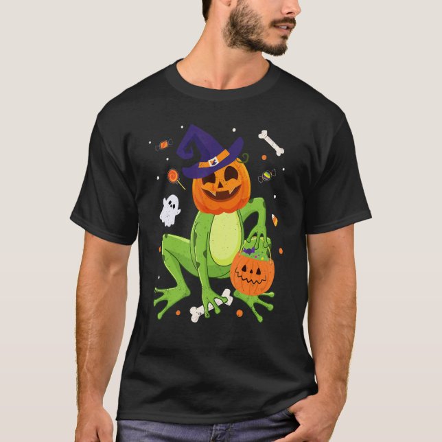 Frog Costume Toad Kids Cute Frog Halloween T Shirt (Framsida)