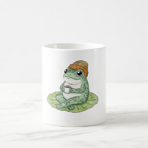 Frog Cottagecore Dricker Kaffe Illustration Kaffemugg