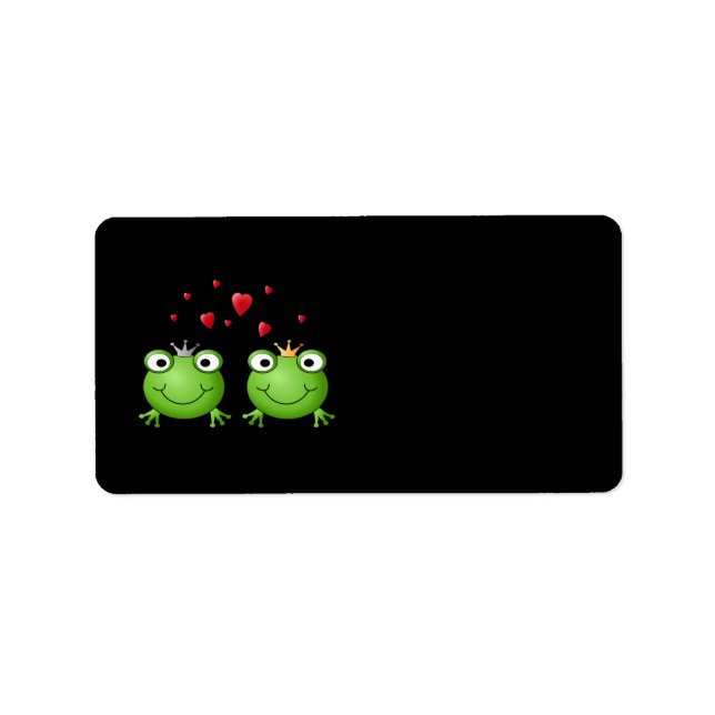 Frog Couple med hjärtan. Adressetikett (Framsidan)