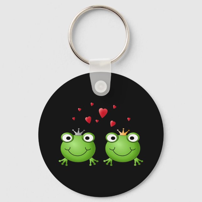 Frog Couple med hjärtan. Nyckelring (Framsida)