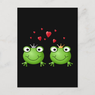 Frog Couple med hjärtan. Vykort