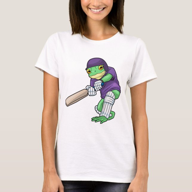 Frog Cricket Cricket bat Sports T Shirt (Framsida)