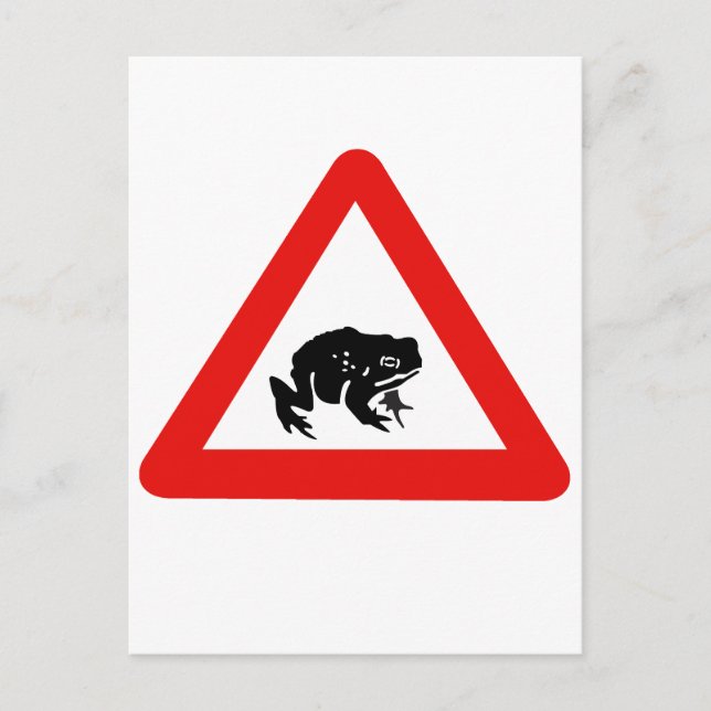 Frog Crossing, Traffic Sign, UK Vykort (Framsida)