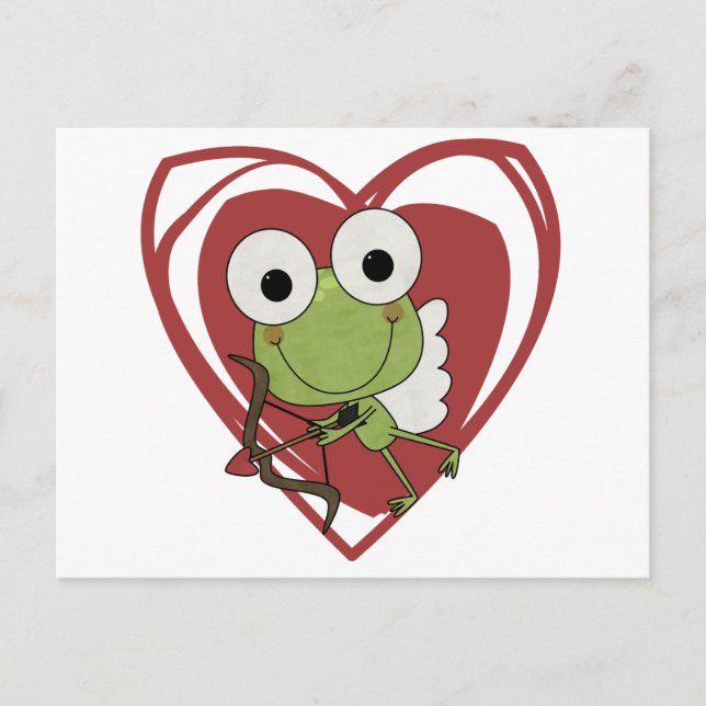 Frog Cupid Valentine T-shirts och presenter Helg Vykort (Framsida)