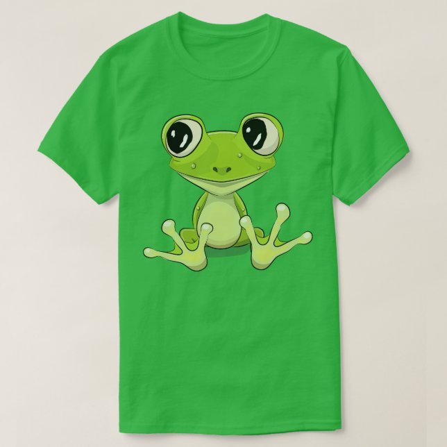 Frog Cute Kawaii Toon 1 T Shirt (Design framsida)