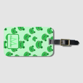 Frog Cute Mönster Grönt Kids Bagagebricka