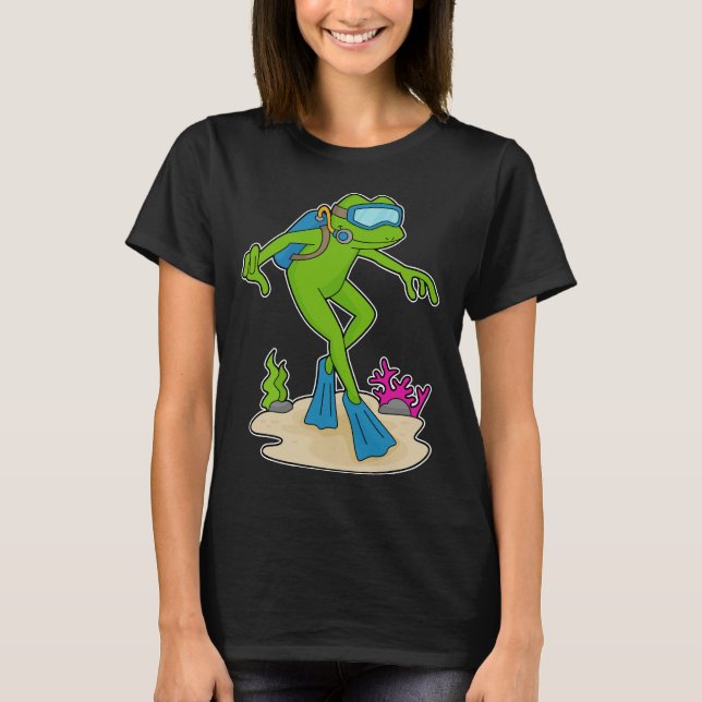 Frog Diver Swimming fins T Shirt (Framsida)