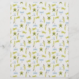 Frog & Dragonfly & Polka dots-skrapbok, dubbelsidi