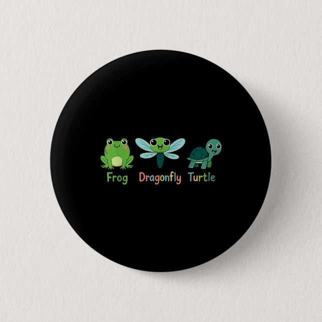 Frog Dragonfly Turtle Humor Subtle _1 Knapp (Framsida)