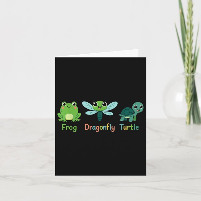 Frog Dragonfly Turtle Humor Subtle _1 Kort (Framsida)