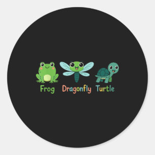 Frog Dragonfly Turtle Humor Subtle _1 Runt Klistermärke