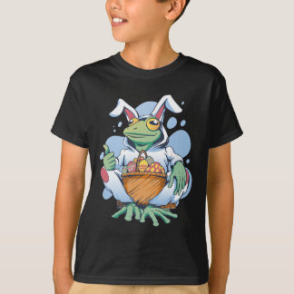 Frog Dressed As Easter Bunny With Eggs  T Shirt