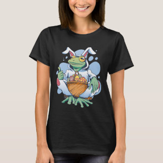 Frog Dressed As Easter Bunny With Eggs  T Shirt