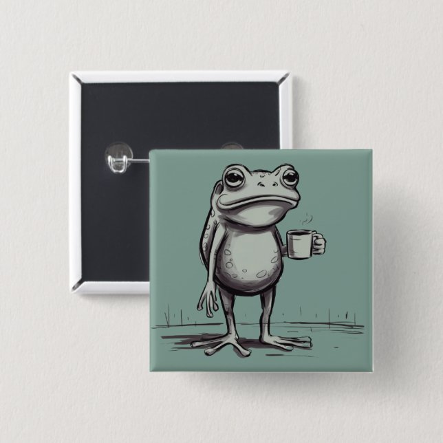 Frog Drinking Coffee Meme Mystical Toad Frog Lover Knapp (Framsida & baksida)