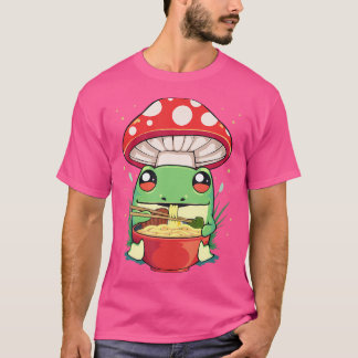 Frog Eating Ramen Noodels with Mushroom Kawaii fro T Shirt