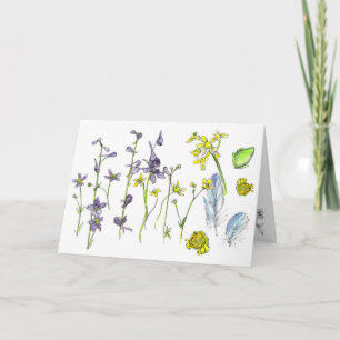 Frog Feathers Flowers Nature Grattis på födelsedag Kort