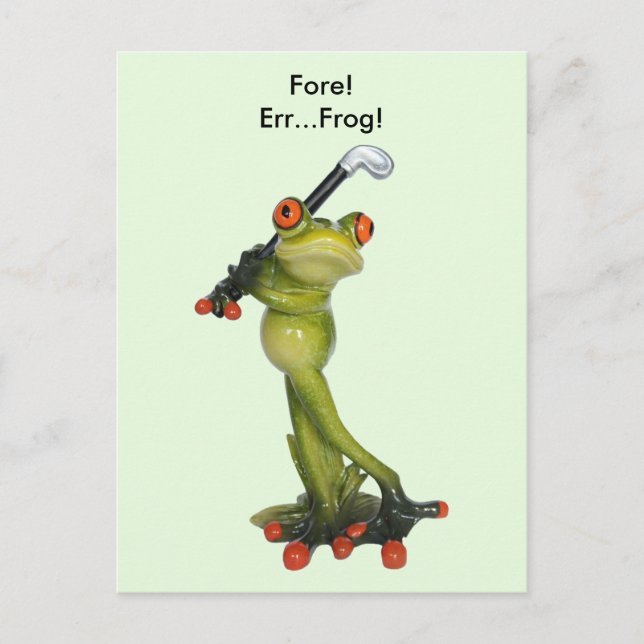 Frog Figurine Golfer Postcard Vykort (Framsida)