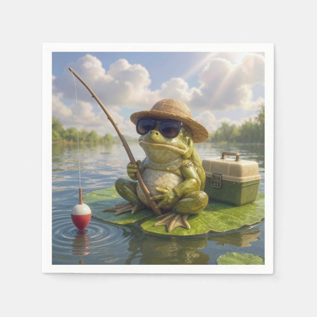 Frog Fishing From a Lily Pad Pappersservett (Framsidan)