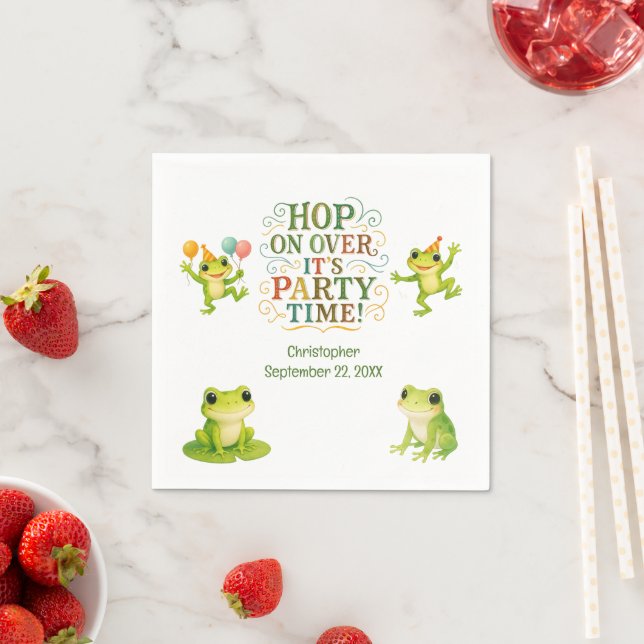 Frog Födelsedagsfest Boy Girl Småbarn Kids Pappersservett (Insitu)